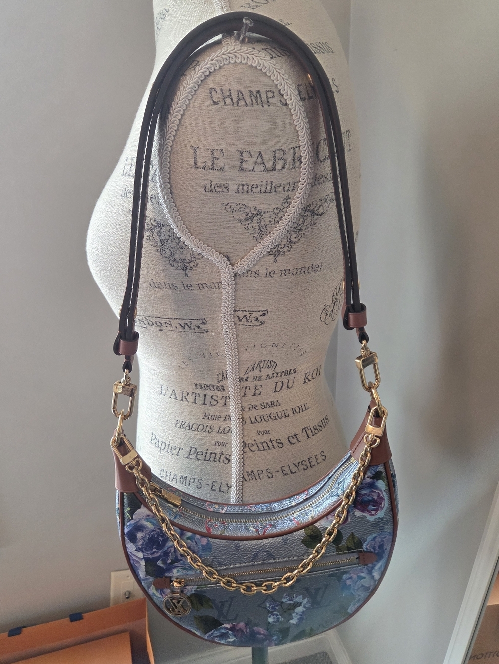 Louis Vuitton Monogram Metallic Silver Blue Garden Loop PM Shoulder Bag